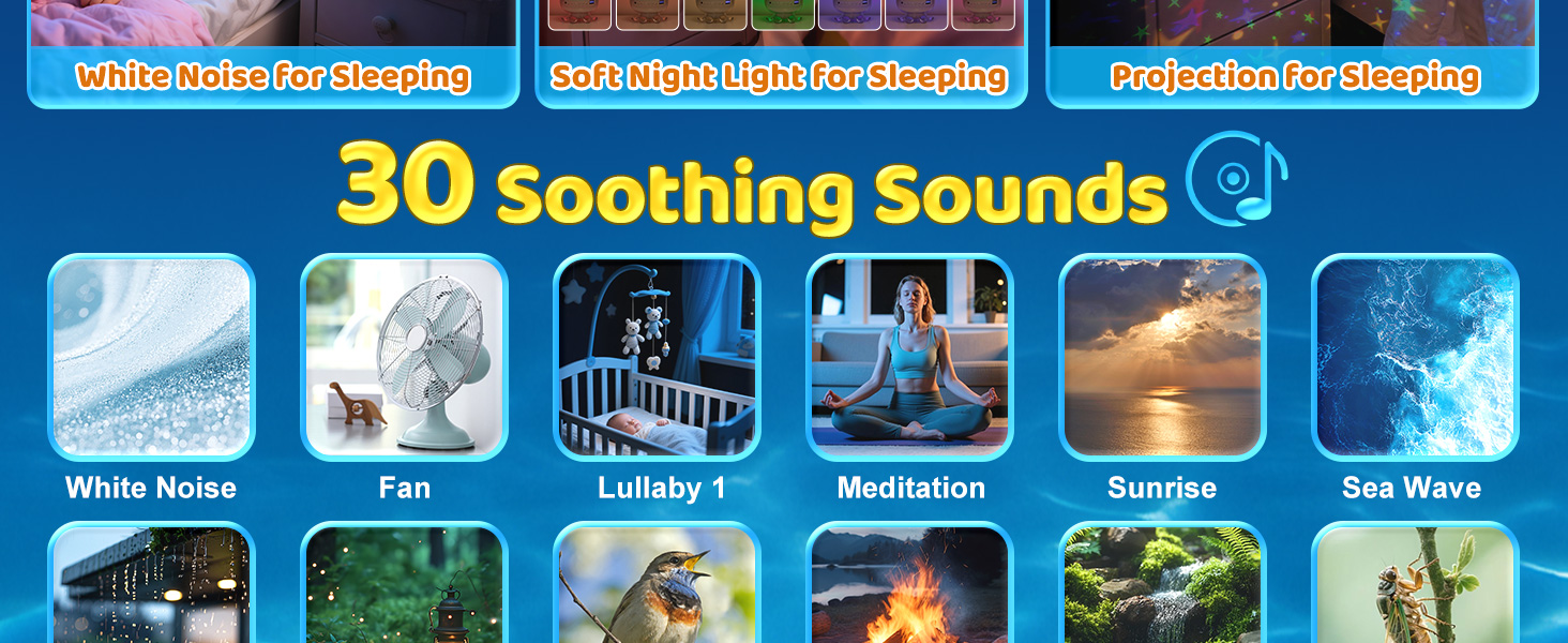 Baby Sound Machine for Kids Night Light Projector