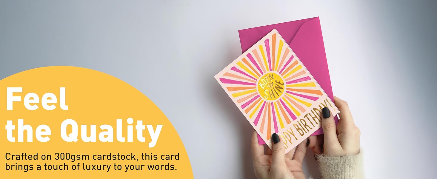 premium birthday card in hand with thick matte texture