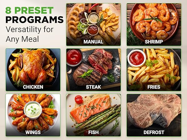  8-1 Preset Cook Modes Transparent Fry Bowl