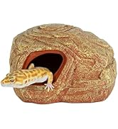 REPTI ZOO Gecko Hide Cave, 2 in 1 Snake Reptile Hideout for Hide &amp; Rest &amp; Breed &amp; Feeding, Reptil...