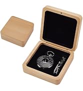 AHANDMAKER Wooden Pocket Watch Box, Portable Single Watch Display Case with Velvet Inside Beech W...