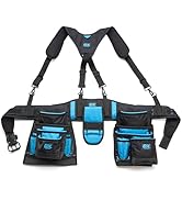 OX Pro Nylon Framing Tool Belt with Suspenders - 1680D Ballistic Nylon Tool Rig with 17 Pockets a...