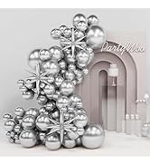 PartyWoo Metallic Silver Balloons, 130 pcs 22 Inch Star Balloons and Silver Balloons Different Si...