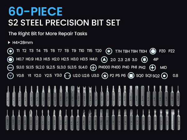 60 Pcs S2 Steel Bits