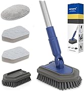 Tub Tile Scrubber Extendable Long Handle 58",Shower Cleaning Brush with Stiff Bristle,Microfiber ...