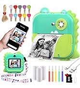 Instant Print Camera for Kids,Inkless Sticker Printer for Girls Boys Age 3-12, 20MP HD Digital Vi...