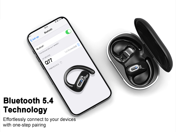 50H Playtime IPX7 Waterproof Earphones Open Ear Headphones,Bluetooth 5.4 Wireless Earbuds