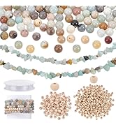 PH PandaHall Jewelry Making Beads Kit, 580pcs and 2 Strands Stone Beads Unfinished Wooden Bead Am...