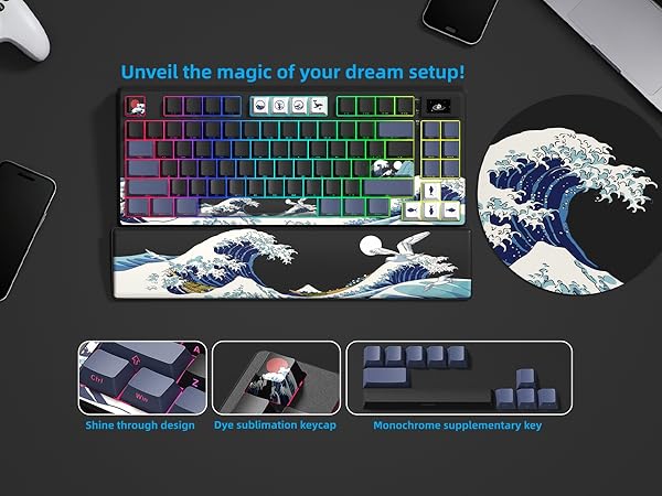 75% Wireless Mechanical Keyboard, Creamy Gaming Keyboard, 75% Black keyboard