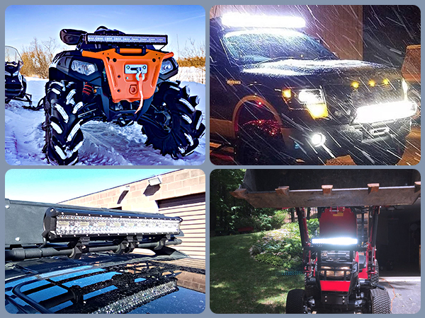 Led Light Bar Triple Row Flood Spot Combo Off Road Driving Lights