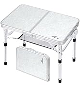 Sportneer Camping Table: Adjustable Height Small Folding Table 23.6" L x 15.7" W 2 Height with Me...