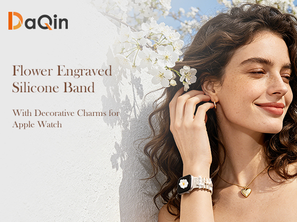 DaQin fancy rose engraved bands compatible with apple watch bands for women