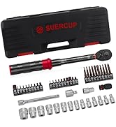 SUERCUP 1/4" 50 PCS Torque Wrench Set, 3-25Nm 72 Tooth Drive Click Torque Wrench Set with S2 Bit ...