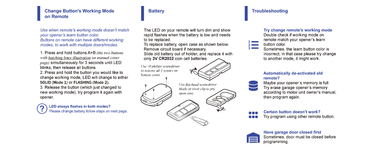 890Max Garage Door Opener Remote 