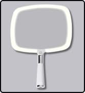MIRRORVANA Lighted Travel Hand Mirror with Comfy Handle and Detachable Stand - Portable