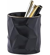 YOSCO Ceramic Irregular Round Pen Holder For Desk Cute Stand Gold Line Aesthetic Pencil Cup Pot D...