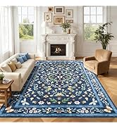 GarveeHome 9x12 Insect Butterfly Non Slip Area Rugs for Living Room Dining Room Bedroom Vintage F...