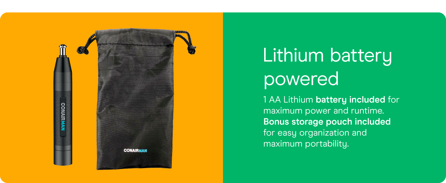 Conair nose ear hair trimmer mensman battery pouch 3 bevel design technology 360