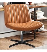 Sweetcrispy Criss Cross Chair Legged, Armless Office Swivel Desk Chair No Wheels, Vanity Height A...