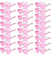 PLULON Heart Sunglasses for Women Pink Heart Glasses Valentine's Day Rimless Heart Shaped Sunglas...