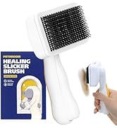 PETHROOM Self-Cleaning Slicker Brush for Dogs &amp; Cats – Gentle Grooming &amp; Deshedding Tool, Removes...