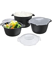 Professional 3 Piece Set Micro Cookware, Microwave Veggie Steamer, Microwave Rice Cooker, Multifu...