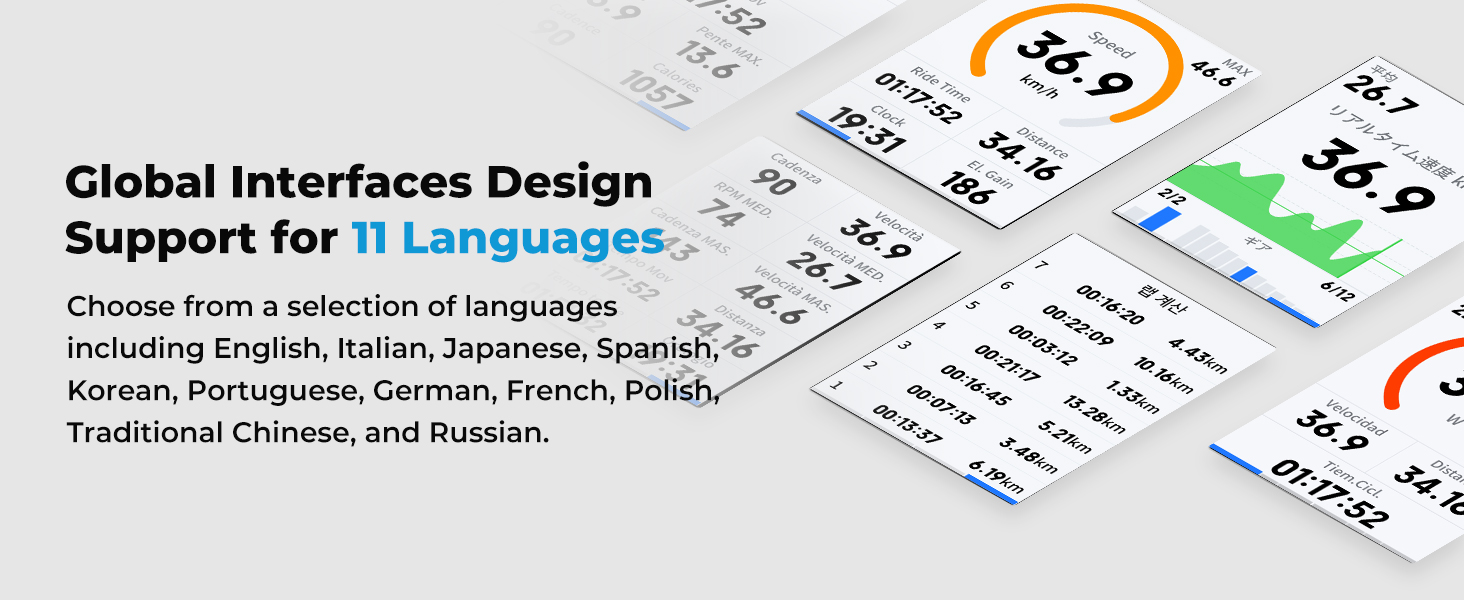 bike computer with 11 languages