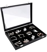 COSICS Jewelry Organizer Stackable Earring Organizer Tray with Lid Jewelry Storage Tray, 12 Grids