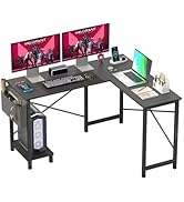 RROCOSIA 50 inch L Shaped Gaming Desk with Side Storage Bag &amp; CPU Stand, Reversible Corner Desk f...