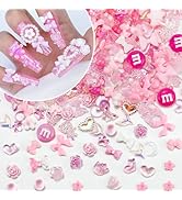 Briskbloom 320PCS Pink Assorted Mix 3D Nail Charms, Cute Resin Charms for Acrylic Nail Decoration...