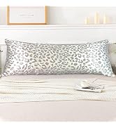LCBD Satin Body Pillow Case for Hair and Skin, Grey Leopard Printed Silk Satin Body Pillow Case C...