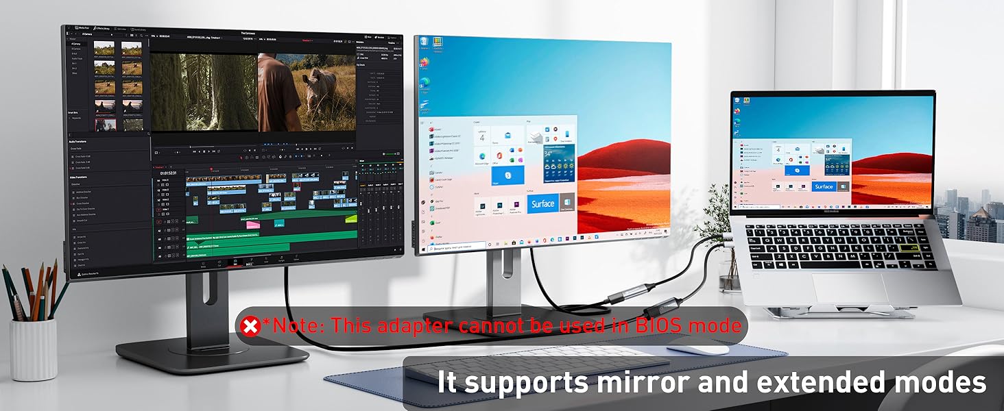 It supports mirror and extended modes