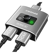 HDMI Switch Splitter 4K@60hz, Aluminum HDMI 2.0 Switcher 2 in 1 Out, HDMI Splitter 1 in 2 Out, Bi...