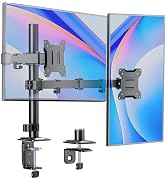 monTEK Dual Monitor Stand for 17"–32” Computer, Adjustable Height Stable Monitor Mount Fit up to ...
