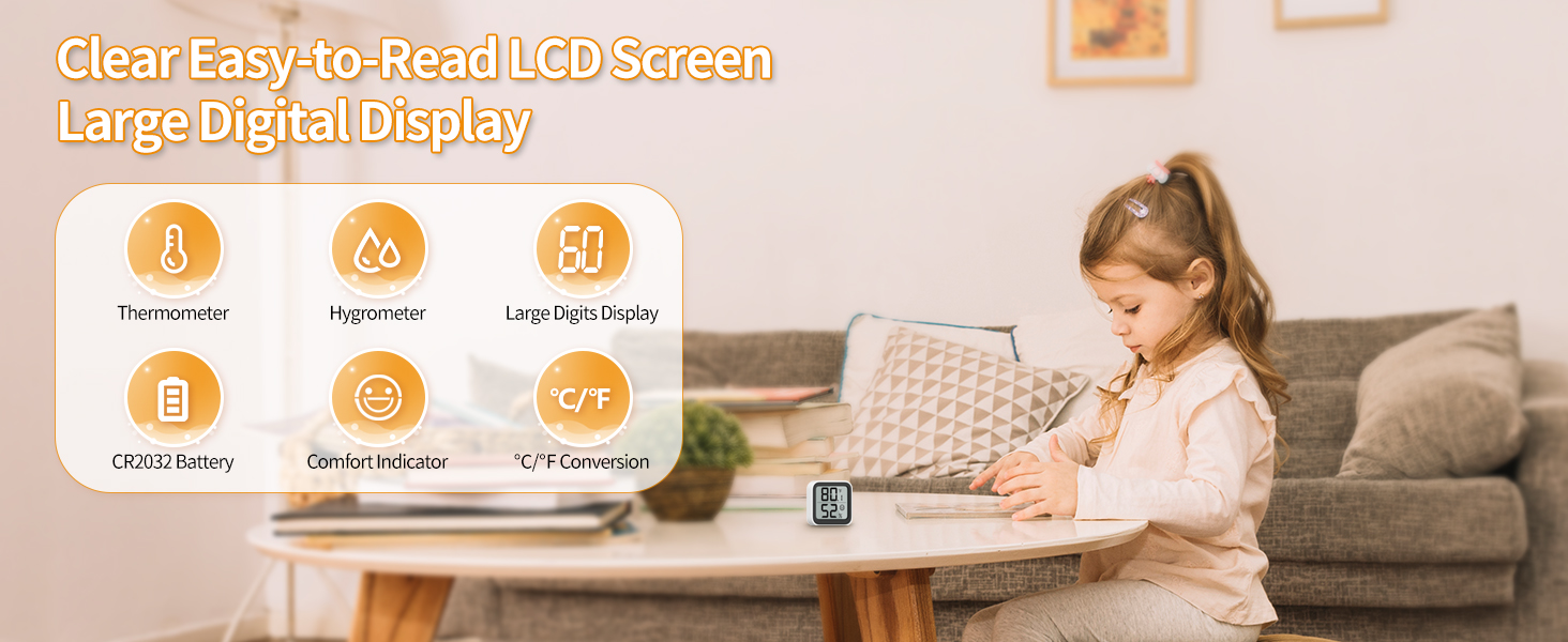 Clear Easy-to-Read LCD Screen Large Digital Display