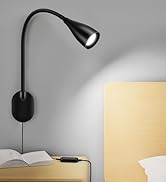 Wall-Mounted LED Bedside Reading Light with USB Charging Port, 10-Level Dimmable &amp; Adjustable 5 C...