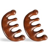 DEBETOOL Wooden Scalp Massager - 2 Piece Natural Sandalwood Wide Tooth Comb, Wood Scalp Massage C...