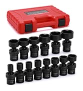 CASOMAN 14 Pieces 1/2-Inch Drive Shallow Universal Impact Socket Set, SAE, 7/16"-1-1/4", CR-MO