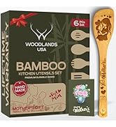 Wooden Spoons for Cooking &amp; Kitchen gifts for mom - 6-Piece Wooden Utensil Set with Spatulas &amp; Sp...