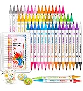 QFOUR 96 Colors Acrylic Paint Markers, 48 PCS Acrylic Paint Pens for Adult Coloring Books, Dual T...