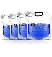 4 Pack Collapsible Water Container Bag 1.3 Gallon/5 Liter, Heavy Duty with Carry Handles, Hikes, ...
