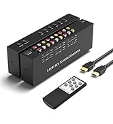 6 Port RCA to HDMI, 1080P/720P 6 Way AV to HDMI Converter Composite CVBS AV Switch to HDMI Conver...