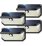 Solar Lights Outdoor Waterproof, 4-Pack Super Bright 388 LEDs Motion Sensor Security Lights with ...