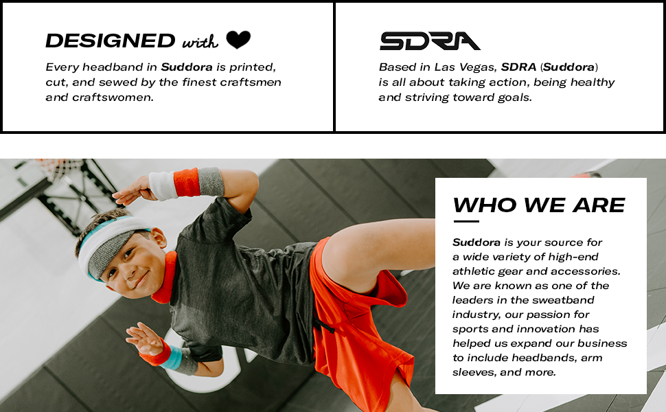 SPN-SELR Suddora Sweatbands for Kids, Moisture Wicking 2 Wristbands and 1 Headband Set