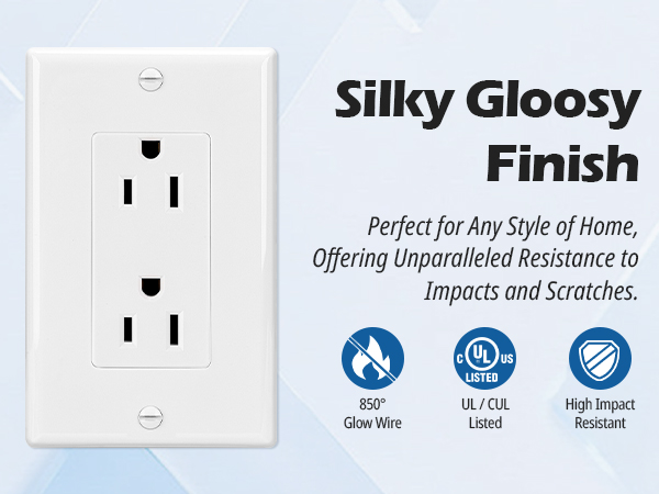 Decorator Receptacle Wall Outlet with Wall Plate