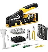 Cat7 RJ45 Crimping Tool, Ethernet Crimping Tool Kit With Cat 7 Cat6A RJ45 Connectors, Ethernet Cr...