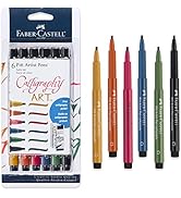 Faber-Castell Calligraphy Pitt Artist Pen Set - 6 Multi Colored Calligraphy Pens
