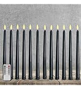 Ni-JASW Black Flameless Taper Candles with Remote, Flickering Battery Operated Halloween LED Cand...
