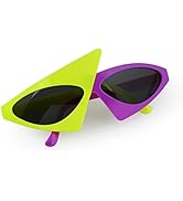 PLAY BLING Novelty Party Sunglasses 80s Asymmetric Glasses Neon Glasses for Hip Hop Dance Hallowe...