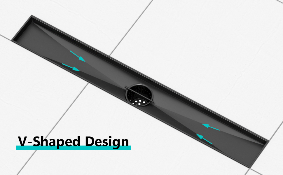 black linear shower drain